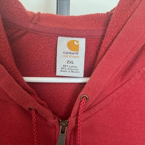 Carhartt Brick Red Full-Zip Hooded Sweatshirt - Picture 2 of 3